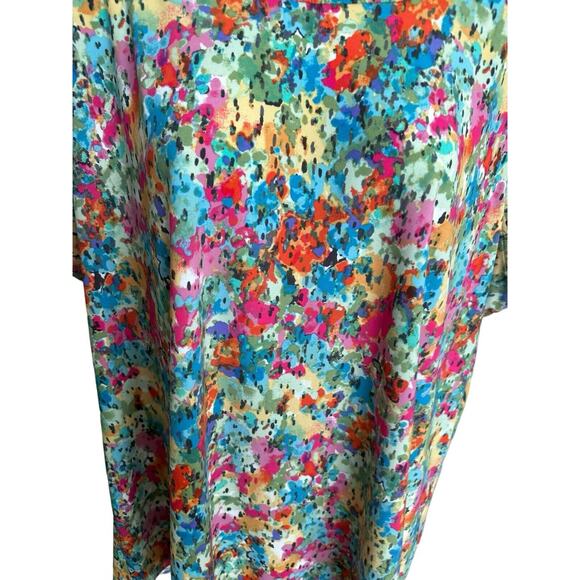 Norm Thompson Women's Plus Multicolor Watercolor Floral Tank Top Size 1X - Picture 3 of 6